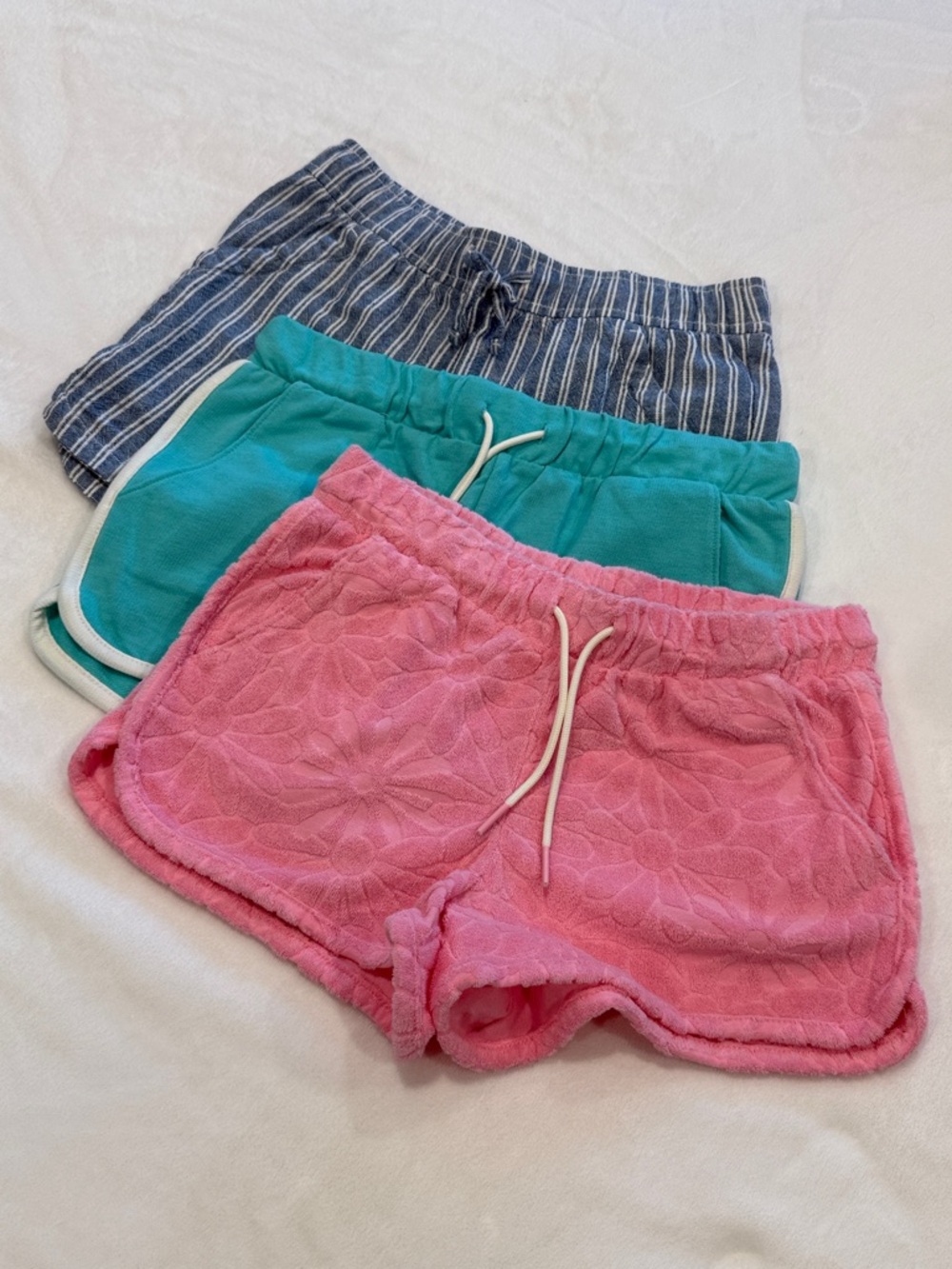 Old Navy Girls' Shorts Set - Pink, Teal, Denim Stripe Large 10-12